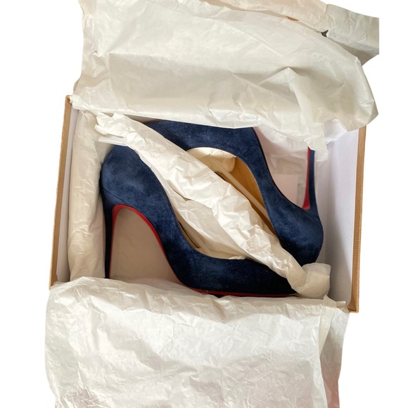 Christian Louboutin Pigalle Follies 100 Veau Velours - Navy Blue [PRE-LOVED] - Picture 3 of 6